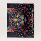 Puzzle Neon Mandala Cat (Vertical)