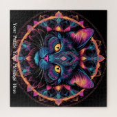 Puzzle Neon Mandala Cat (Horizontal)