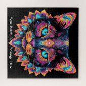 Puzzle Neon Mandala Cat (Horizontal)
