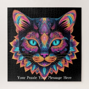 Puzzle Neon Mandala Cat