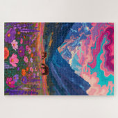 Puzzle Neon Mountain Valley - Psychedelic Horses & Pink C (Horizontal)