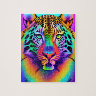 Puzzle Neon Rainbow Leopard