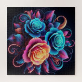 Puzzle Neon Roses (Horizontal)