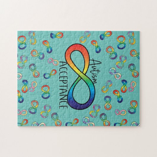 Puzzle Neurodiversité Autisme Acceptation Arc-en-ciel (Horizontal)