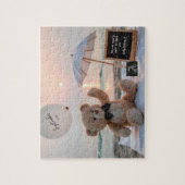 Puzzle Neutral Beachside Expecting Baby Announcement  (Vertical)