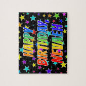 Puzzle "NEVAEH" First Name, Fun "HAPPY BIRTHDAY" (Vertical)