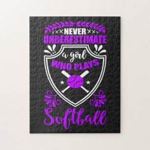 Puzzle Never Underestimate A Girl Who Plays Softball 