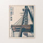 Puzzle New York Brooklyn Bridge Skyline Bold Retro Travel (Vertical)