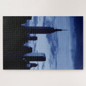 Puzzle New York City Manhattan Skyscrappers Bleu nuit (Horizontal)