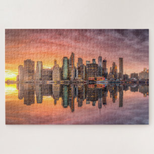Puzzle New York City Skyscrapts Skyline Sunset Travel