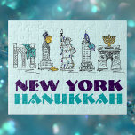 Puzzle New York Hanoukka Chanukah NYC Fête juive<br><div class="desc">Puzzle présente une illustration originale de différents points de repère de NYC "habillés" pour Hanoukka. Cette illustration de Chanukah est également disponible sur d'autres produits. Ne vois-tu pas ce que tu cherches ? Vous avez besoin d'aide pour la personnalisation ? Contactez Rebecca pour avoir quelque chose conçu pour vous.</div>