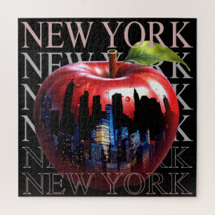 Puzzle New York La Grosse Pomme Fruit Silhouette City