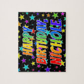 Puzzle "NICHOLE" Prénom, Amusant "JOYEUX ANNIVERSAIRE" (Vertical)