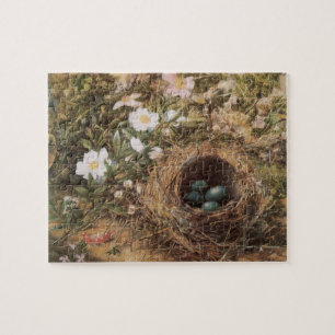 Puzzle Nid d'oiseau et Roses de chien par John William Hi