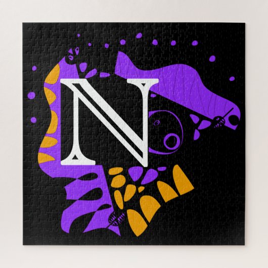 Puzzle Nid d'oiseau - Lettre initiale personnalisée N (Vertical)