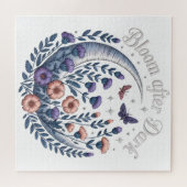 Puzzle Night Garden Faux Embroidered Moon with Moths (Horizontal)