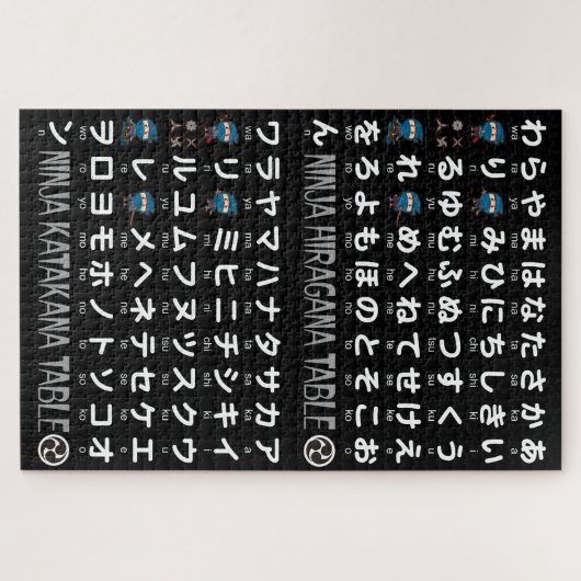Puzzle Ninja Boy Table japonaise Hiragana & Katakana (Horizontal)