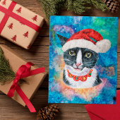 Puzzle Noël amusant Noir et Blanc Chat Noël