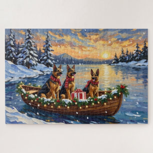 Puzzle Noël Bateau de la fête de chien de berger allemand