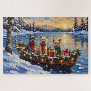 Puzzle Noël Bateau de Terrier Tibétain Vacances