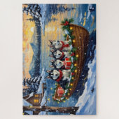 Puzzle Noël Bateau de vacances Malamute d'Alaska (Vertical)