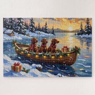 Puzzle Noël Bateau de vacances Setter Rouge Irlandais