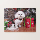 Puzzle Noël - Bichon Frise - Mia (Horizontal)