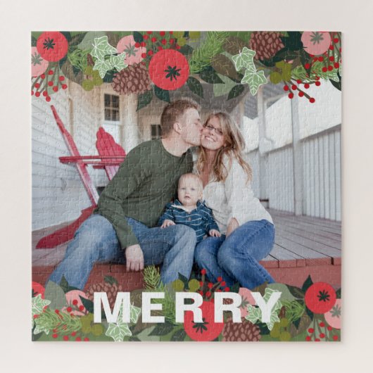 Puzzle Noël Botanique Joyeux Type de vacances Photo (Vertical)