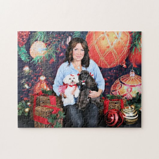 Puzzle Noël - caniche d'Amiche - Tinkerbell maltais (Horizontal)