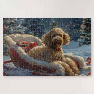 Puzzle Noël Chien Caniche Festif