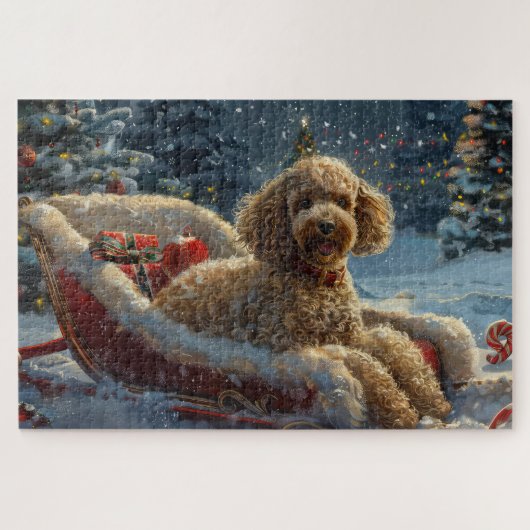 Puzzle Noël Chien Caniche Festif (Horizontal)