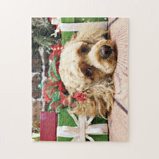 Puzzle Noël - Cockapoo - rubis (Vertical)