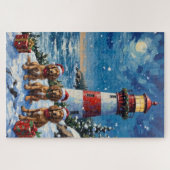 Puzzle Noël Cocker Spaniel Phare Vacances (Horizontal)