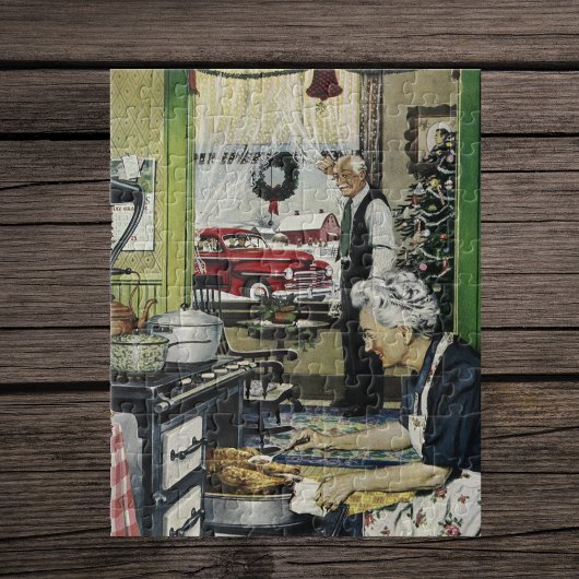 Puzzle Noël dans une vieille cuisine maison vintage