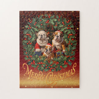 Puzzle Noël de Bulldog anglais