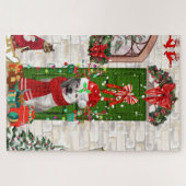 Puzzle Noël de Chien Husky Sibérien (Horizontal)