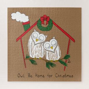 Puzzle Noël de hibou Mignon Drôle de vacances