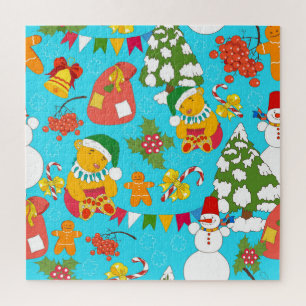 Puzzle Noël de l'ours en peluche : Motif amical pour les