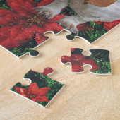 Puzzle Noël de poinsettia de Basset Hound (Côté)