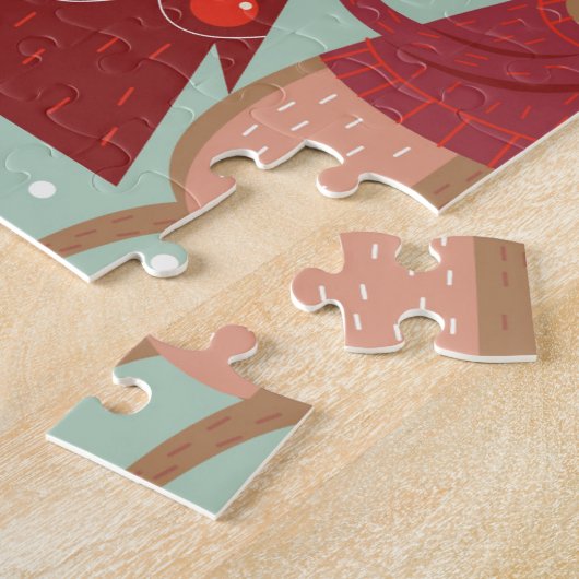 Puzzle Noël des rennes vintages (Côté)