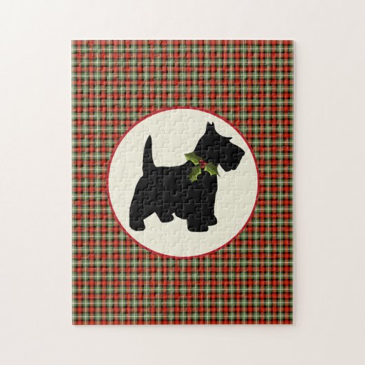 Puzzle Noël écossais de plaid de chien de Scottie (Vertical)