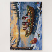 Puzzle Noël en bateau avec un Brittany Spaniel (Vertical)