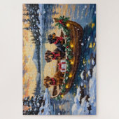 Puzzle Noël en bateau pour teckel (Vertical)