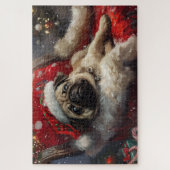 Puzzle Noël Fête de chien Carlin (Vertical)