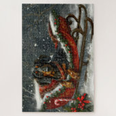 Puzzle Noël Fête de chien Dachshund (Vertical)