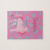 Puzzle Noël Flocon de neige mignonne Unicorne rose (Horizontal)