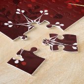 Puzzle Noël Golden Snowflakes sur Arrière - plan rouge (Côté)