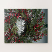 Puzzle Noël hiver Wreath Red Berries Icicules (Horizontal)