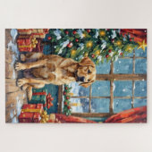 Puzzle Noël Labrador sous l'arbre (Horizontal)