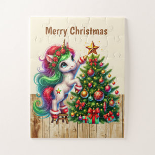 Puzzle Noël licorne imaginaire filles personnalisable